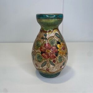 Vintage Dipinto A Mano Deruta Italian Hand Painted Sgraffiti Pottery Vase